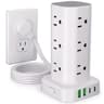 UWIWUTEI Surge Protector Tower, 12 AC + 4 USB (1,800J)
