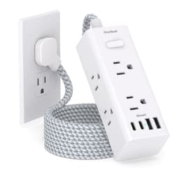 One Beat 5ft Flat Plug Surge Protector, 6 AC + 4 USB (900J)