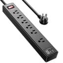 Yintar 6ft Surge Protector, 6 AC + 3 USB (1,680J)