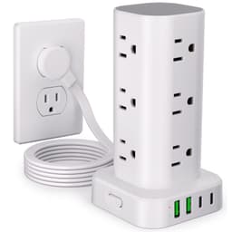 UWIWUTEI Surge Protector Tower, 12 AC + 4 USB (1,800J)