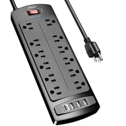 ALESTOR 12-Outlet Surge Protector with 4 USB (2,700J)