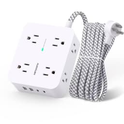 HANYCONY 5ft Braided Surge Protector, 8 AC + 4 USB (1,080J)