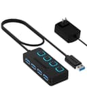 SABRENT 4-Port Powered USB 3.0 Hub with LED Switches
