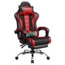 Yaheetech Gaming Chair with Footrest Massage Lumbar Pillow